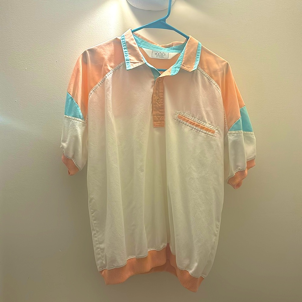 Vintage short-sleeve button-down, cuffed waist, active shirt by Sears